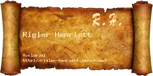 Rigler Henriett névjegykártya